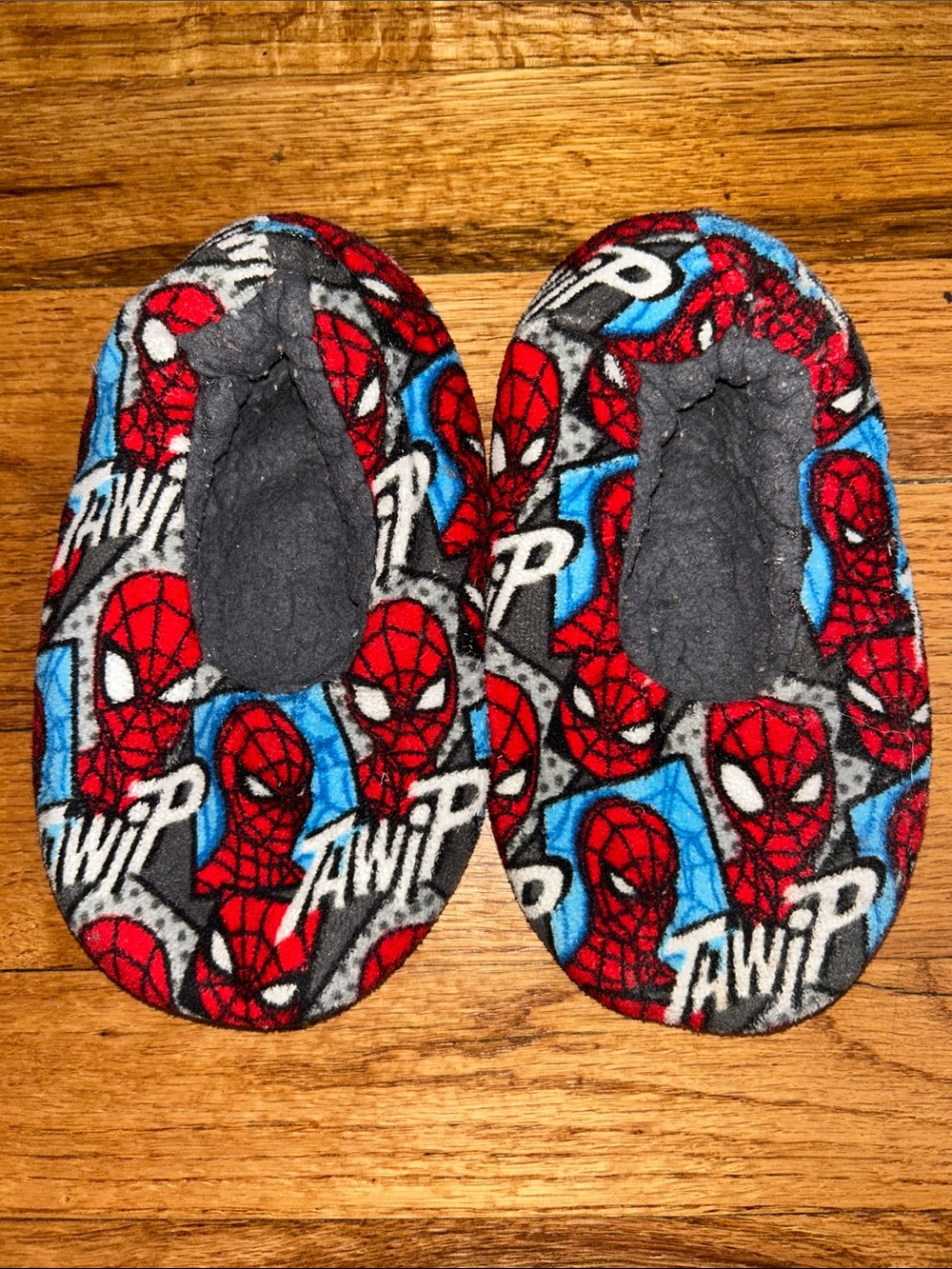 Spiderman Kids Slip-On Footie Slippers in Red, Blue, Gray